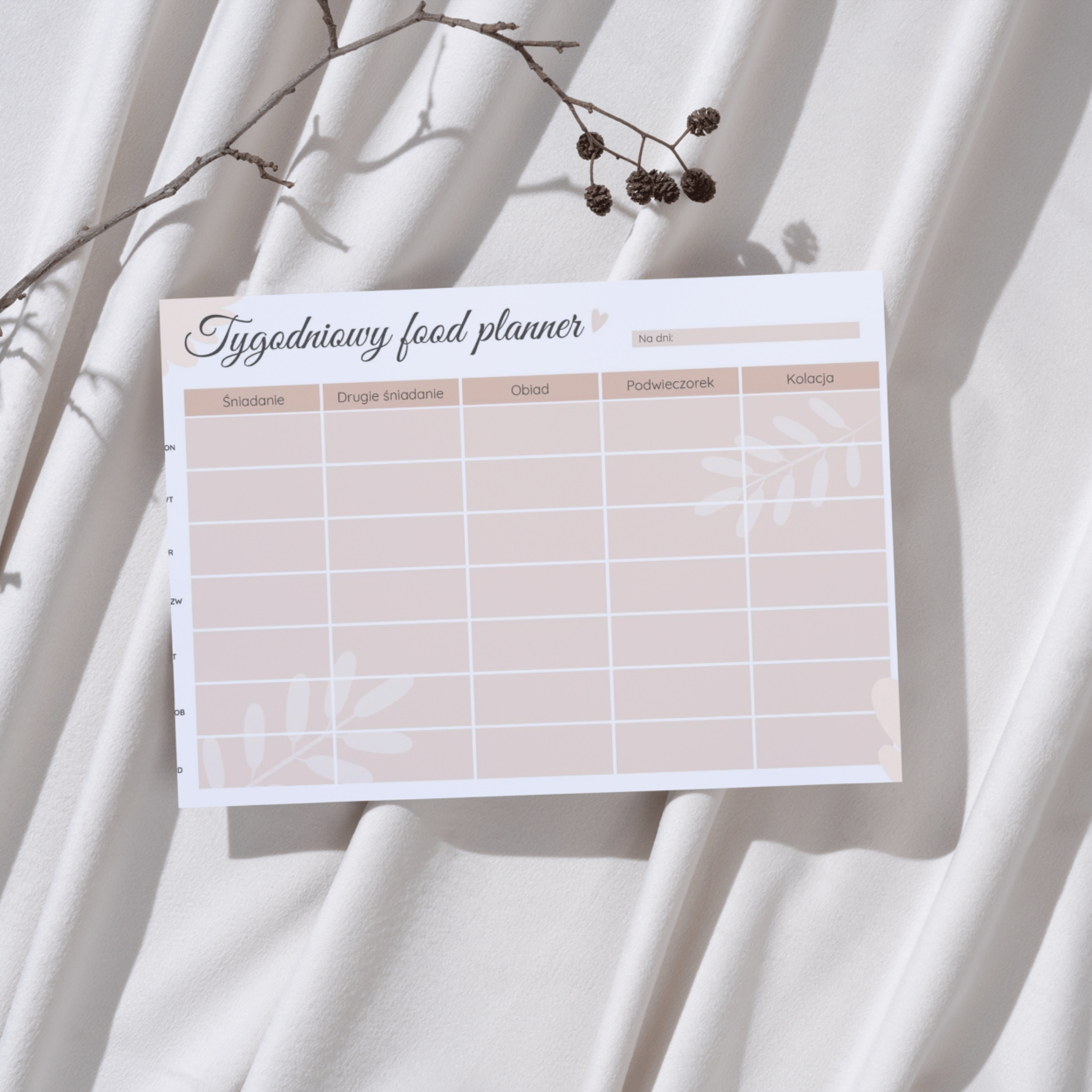 Tygodniowy planner posiłków wersja 2
